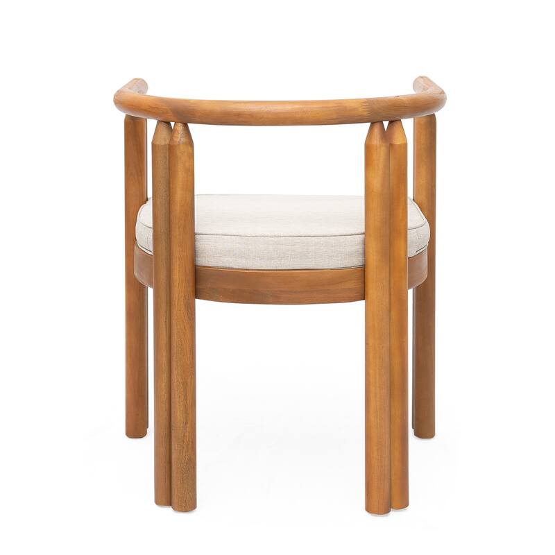 Roomfitters Cove Outdoor Acacia Wood Dining Chairs with Cushions, Teak Finish and Beige Set of 2