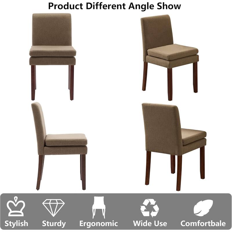 Set of 2 Upholstered Dining Chairs Modern Sidechair Performance Fabric High Back Armlesschair for Diningroom Kitchen