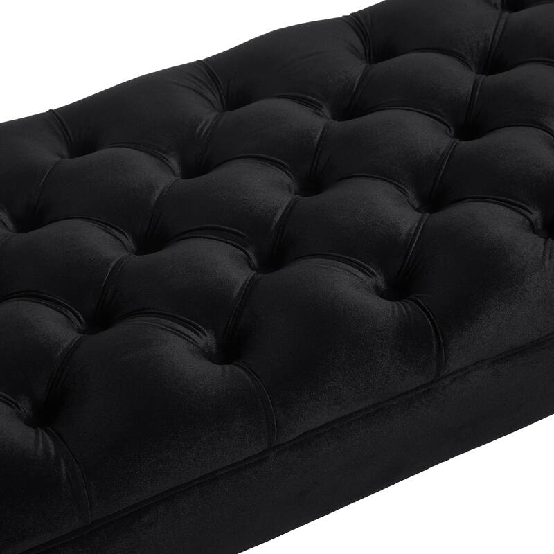 Velvet End of Bed Bench Hallway Bench Black Ottoman Bench for Bedroom, Simple Indoor Bench Leisure Bench