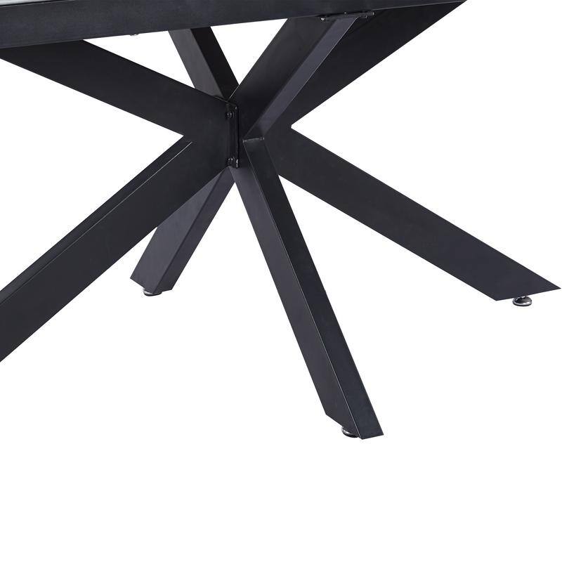 Luvic Extendable Sintered Stone Dining Table - Modern Rectangular Table with Steel Cross-Base