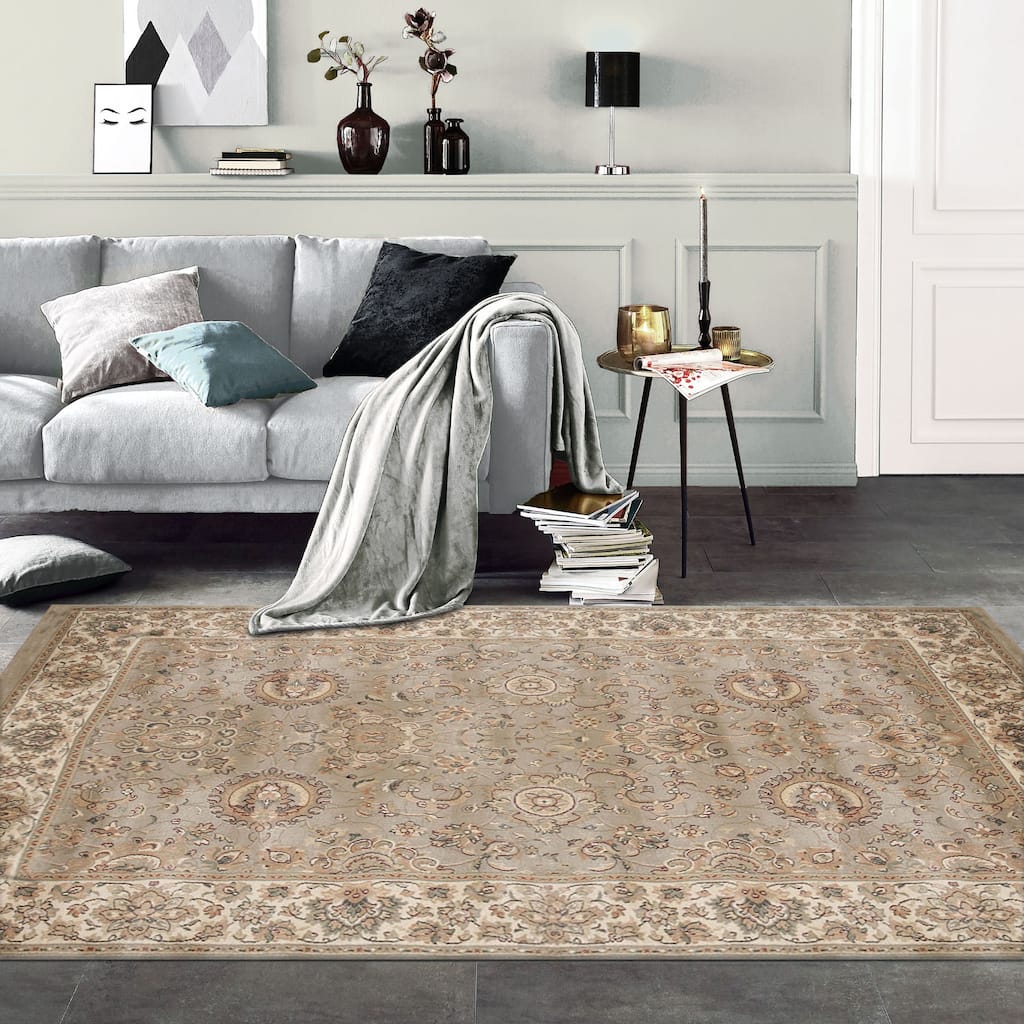 Gray 100% New Zealand Wool Area Rug, Machine-Made in the USA - 5' x 7'