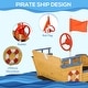 preview thumbnail 6 of 8, Wooden Kids Pirate Sandbox, Outdoor Sandboat with Bench Seats, Storage, Non-Woven Fabric Cloth for Backyard, Lawn