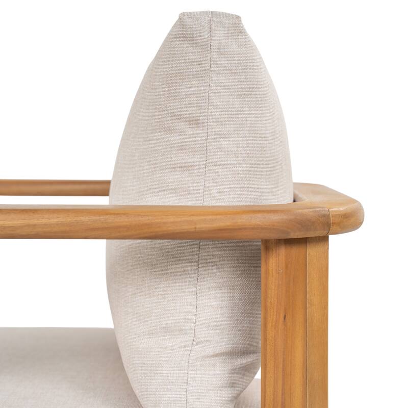 Scott Living Kaja Outdoor Solid Acacia Wood Dining Chair with Cushioned Seating (Set of 2)