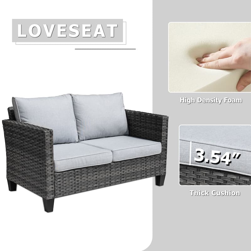 XIZZI Outdoor Rattan Wicker Loveseat with Cushions