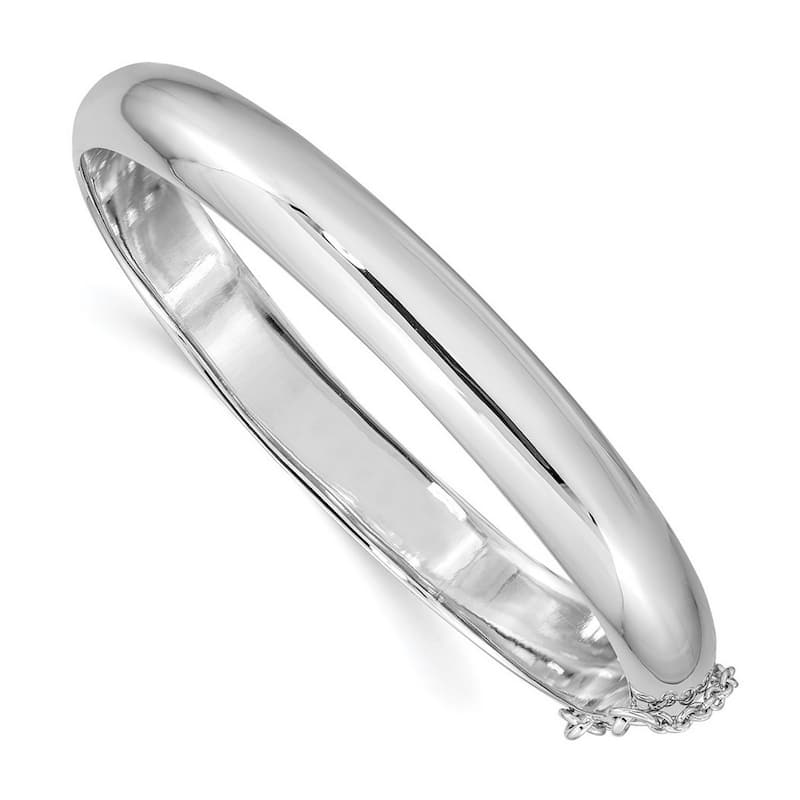 Curata 925 Sterling Silver 7.5" 9mm High Polish Hinged Bangle Bracelet