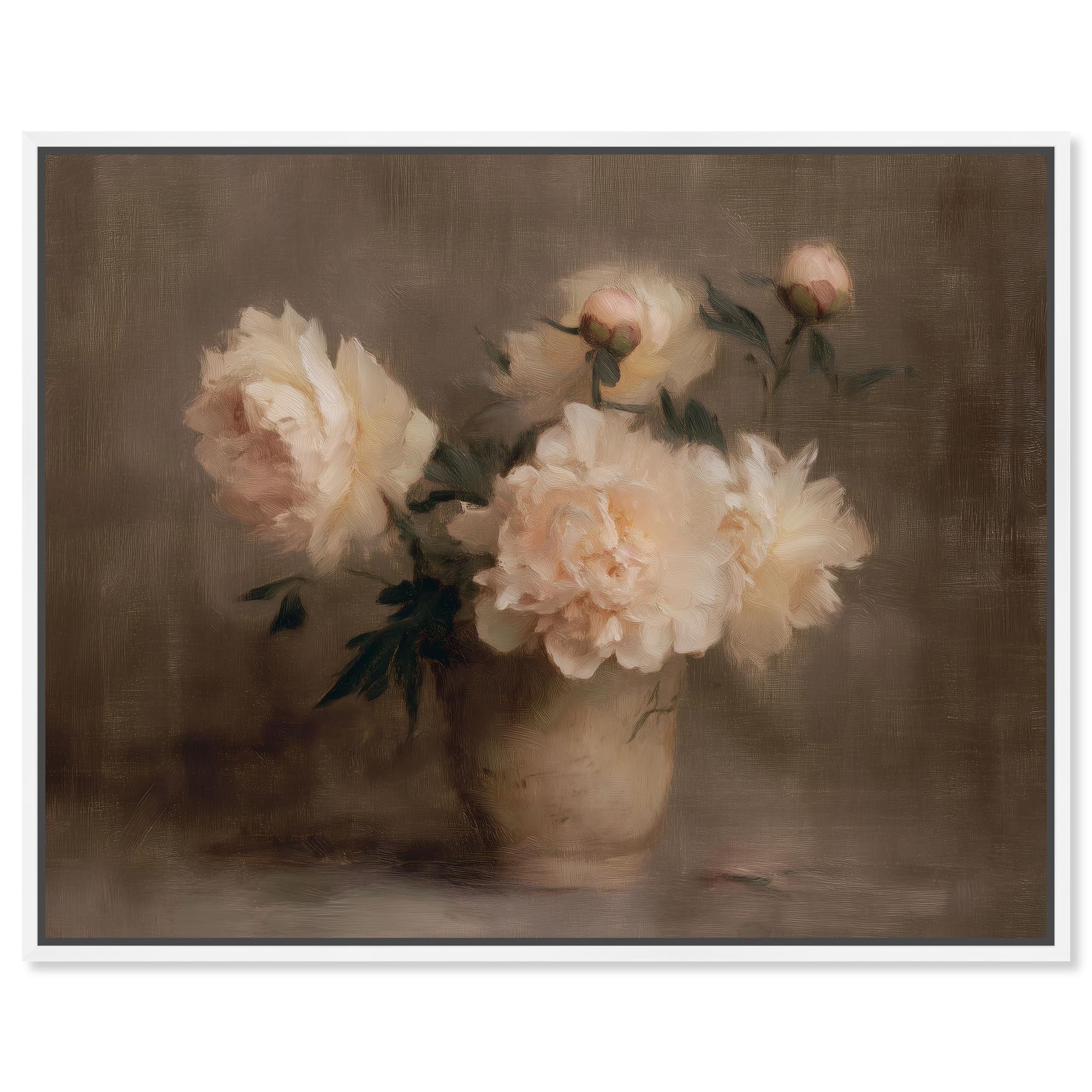 Vintage Peonies II Vintage Art Framed Canvas Print by Art Remedy