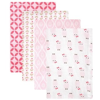 Hudson Baby Infant Girl Cotton Flannel Receiving Blankets, Pink Owls, One Size - Pink Owls - One Size