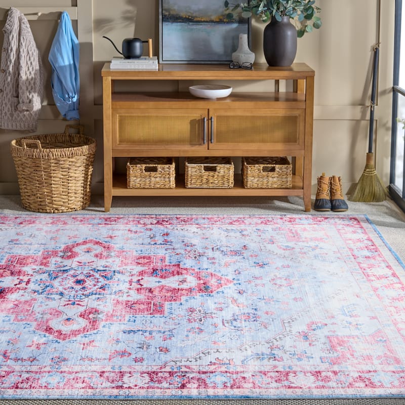 Martha Stewart Savastina Machine Washable & Slip Resistant Rug - 8' x 10' - Red/Blue