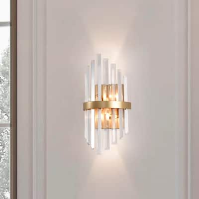 Casandra Glam 2-Light Crystal Glass Rod Decor Wall Sconce - Glossy Bronze