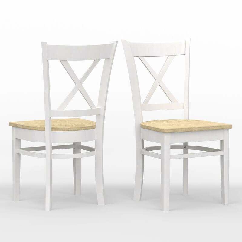 3-Piece Dining Set, 48" Rectangle Wood Table and Cross Back Chairs