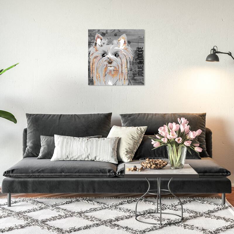 Wynwood Studio Canvas Animals Love My Yorkshire custom Gray and Light Gray Glam Wall Art Canvas Print - 20 x 20
