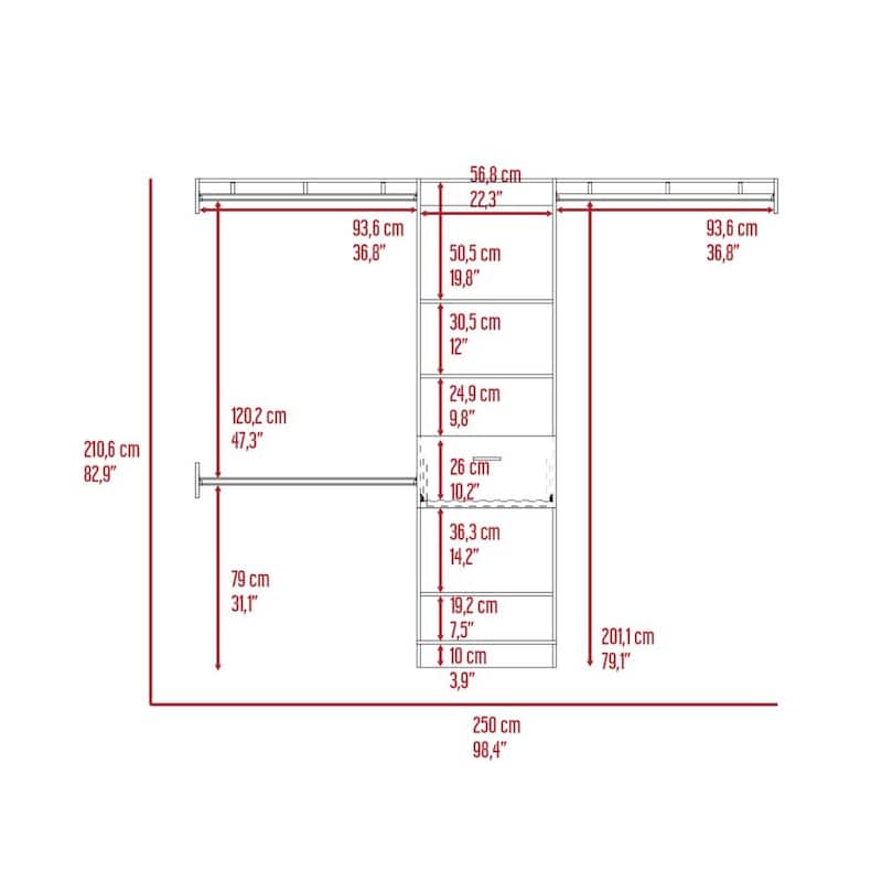Closet System for Living Room ,Apartment, Bedroom, Dark Walnut