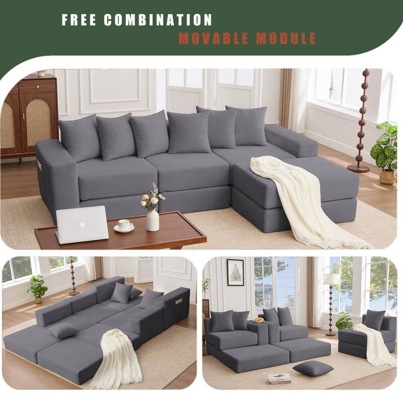 10-in-1 Convertible Sofa Sectional - Dark Gray