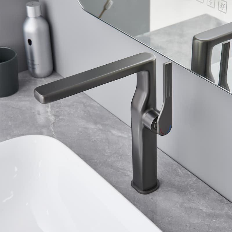 10-1/4"H Solid Brass Single-handle Bathroom Sink Faucet Optional Drain Assembly
