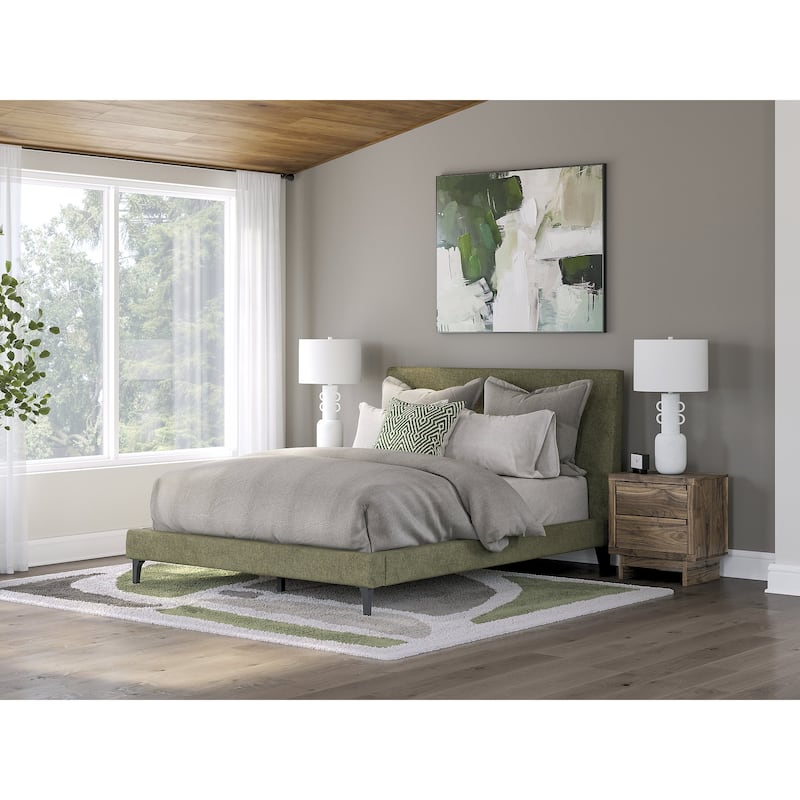 Signature Design by Ashley Zadilyn Sage Green Upholstered Bed with Roll Slats - Queen