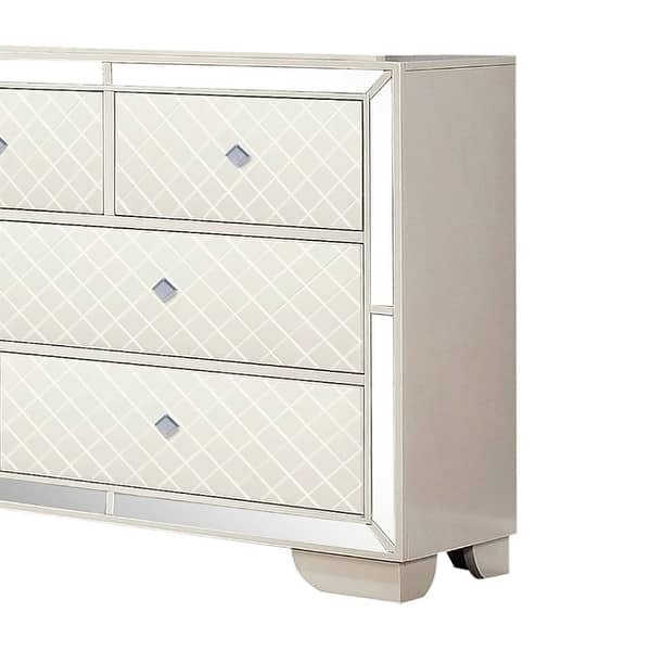 9 Drawers Wooden Dresser with Diamond-shaped Handles in Ivory - 9-drawer 9 Drawers Wooden Dresser with Diamond-shaped Handles in Ivory - 9-drawer