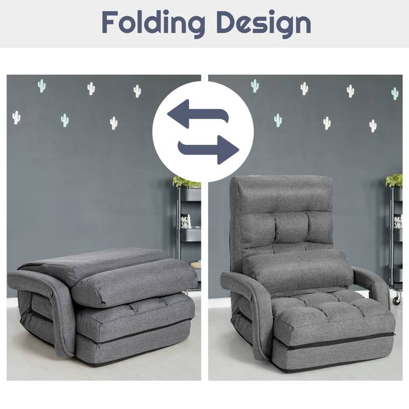 Folding Floor Massage Chair with Adjustable Backrest and Armrests