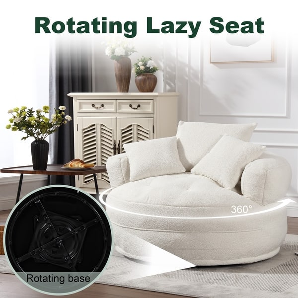 Oversized Swivel Barrel Round Rotating Sofa Chair Chair And A Half