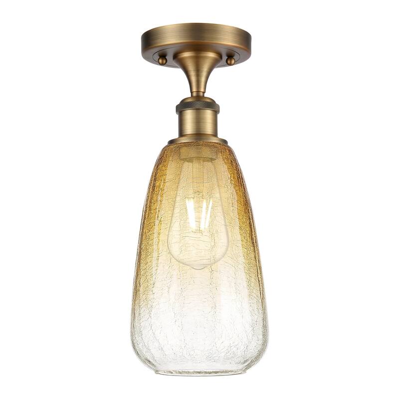 Innovations Lighting 516-1C-14-6 Brookhaven Almond Semi-Flush - Brushed Brass / Amber