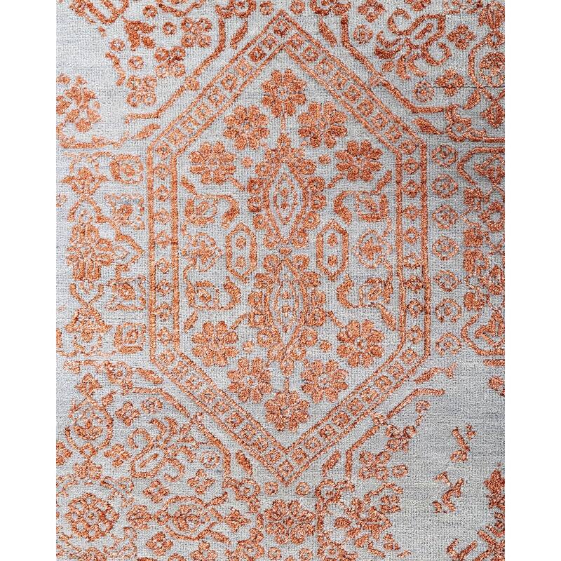 Ikat One-of-a-Kind Hand-Knotted Area Rug, Orange - 8' 1" x 10' 0"