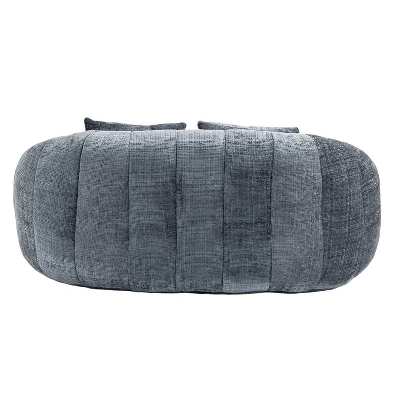 Gray Modern 59.05" Chenille High Back Loveseat Upholstered Chaise Lounge Chair with Pillows