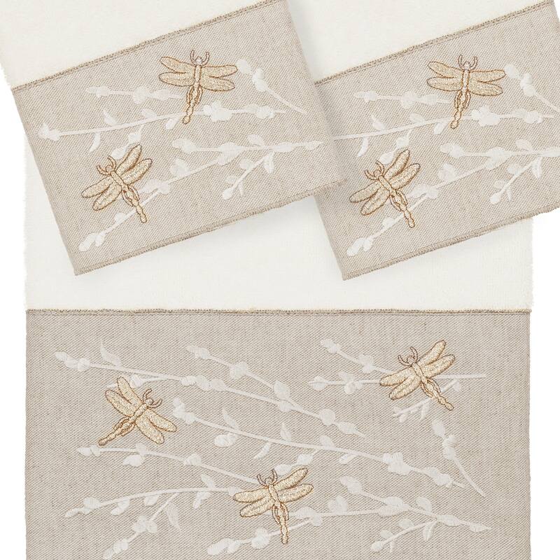 Authentic Hotel and Spa 100% Turkish Cotton Braelyn 3PC Embellished Towel Set