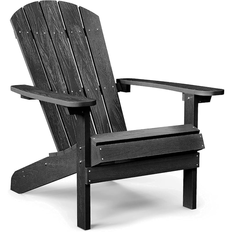 WINSOON All Weather HIPS Outdoor Plastic Adirondack Chair - Black