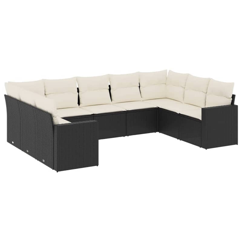 vidaXL Garden Sofa Set Black, Cream White - 24.4 x 25.8 x 27.2