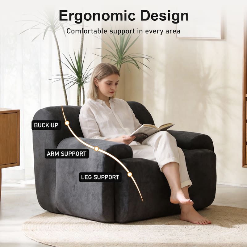 Chenille Accent Chair, Comfy Cloud Sofa Chair, Modern Armchair Boneless Reading Chairs