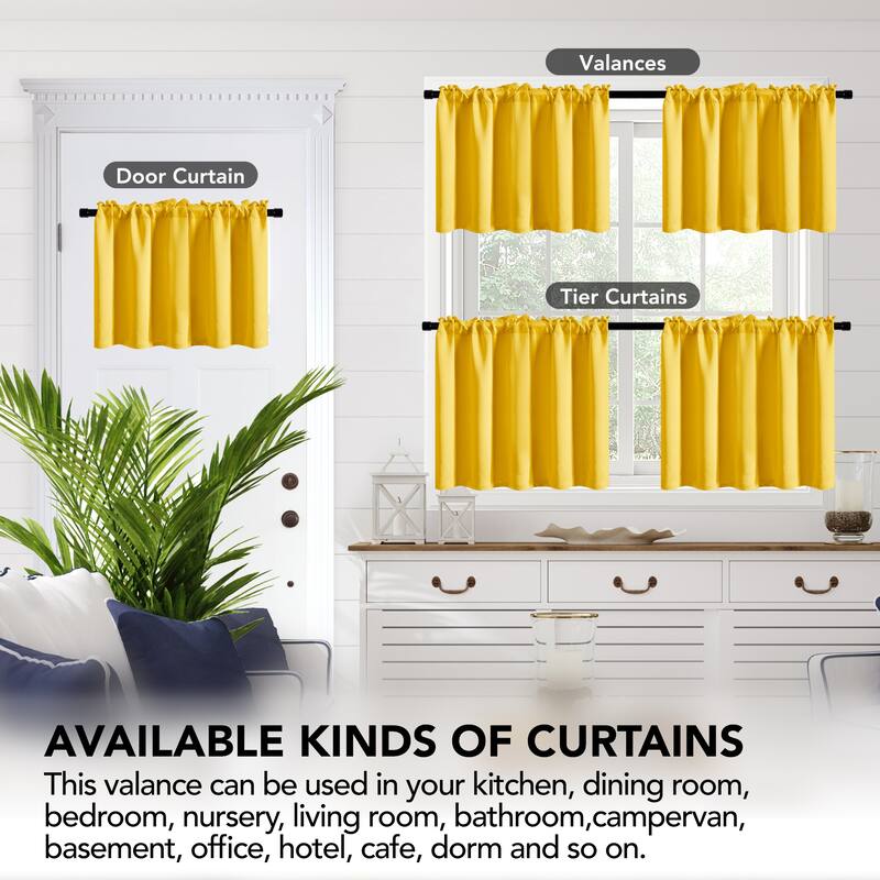 Deconovo Cafe Curtains Rod Pocket Window Short Drapes Tier Pair