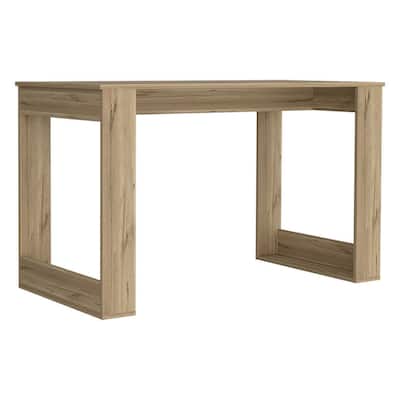 Light Oak Writing Desk with Spacious Work Surface and Sturdy Wood Legs - N/A