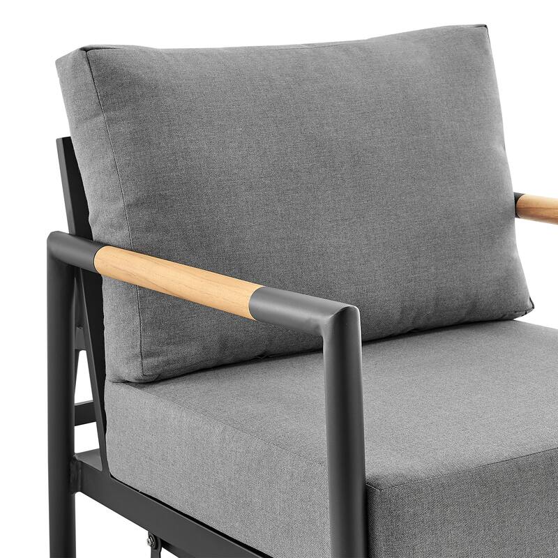 Royal Black Aluminum & Teak Outdoor Swivel Glider Club Chair