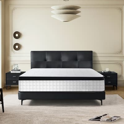 Full Size 12 Inch Hybrid Mattress Individual Pocket Spring 7-Zoned Memory Foam Knitted Cover Certipur-Us White