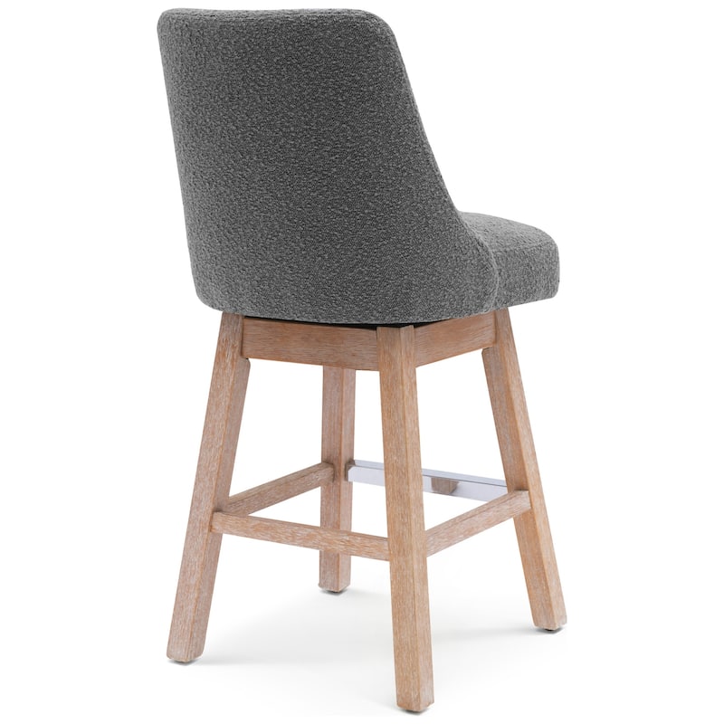 Boucle Polyester Upholstered Swivel Counter Stool - Foot Glides (Set of 2)