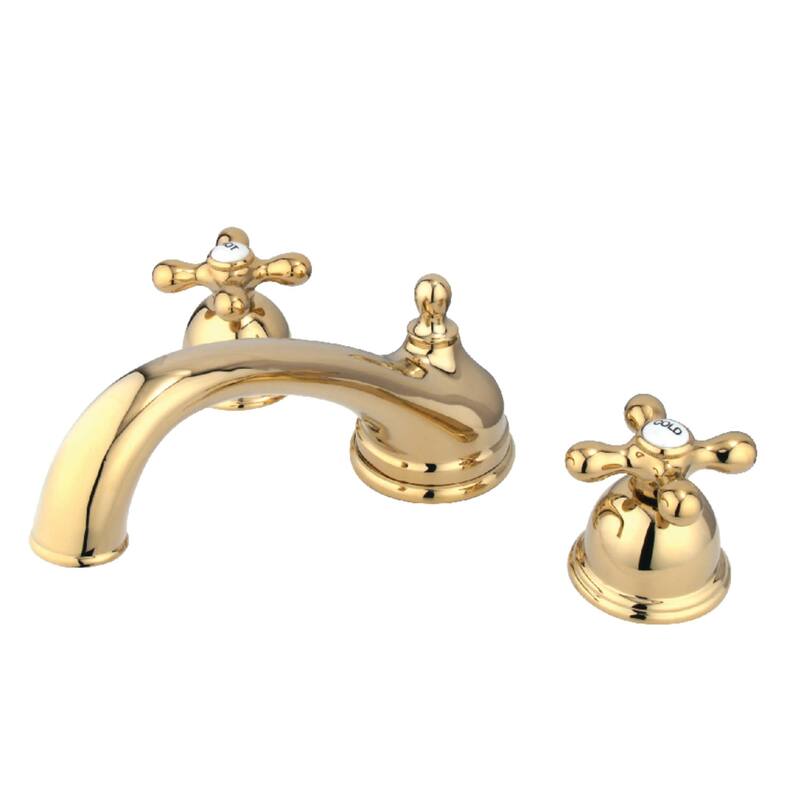 Kingston Brass Vintage Widespread Deck Mounted Roman Tub Filler with - Polished Brass