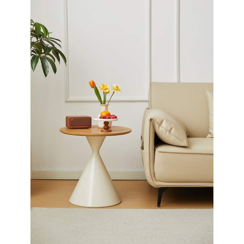 Round Coffee Table Set Of 2, Modern Accent End Tables For Living Room, Small Bedside Cupboard With Sturdy Base