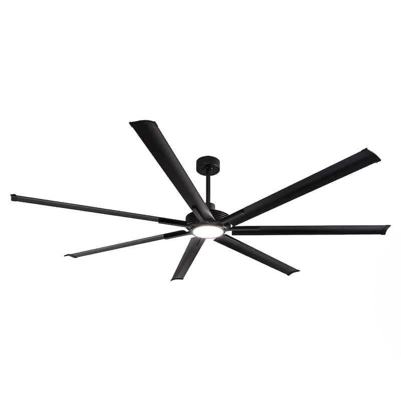 Ceiling Fan Industrial 84" Modern Black 7-Blade LED Light