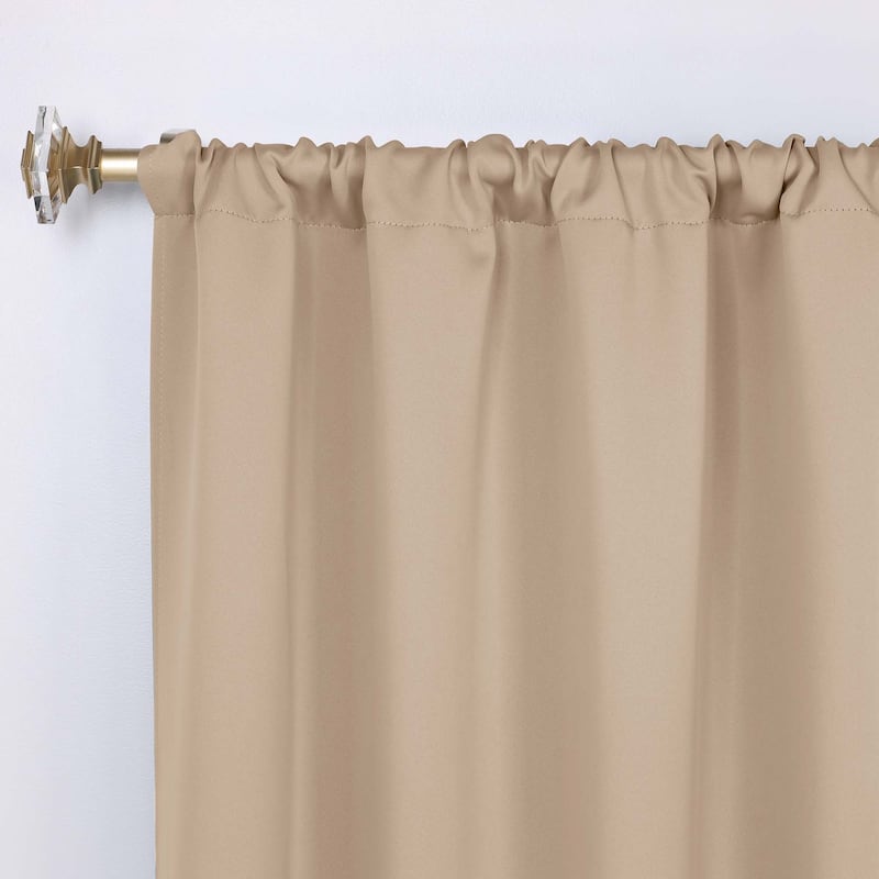 Superior Solid Machine Washable Room Darkening Semi-Blackout Curtains, Set of 2