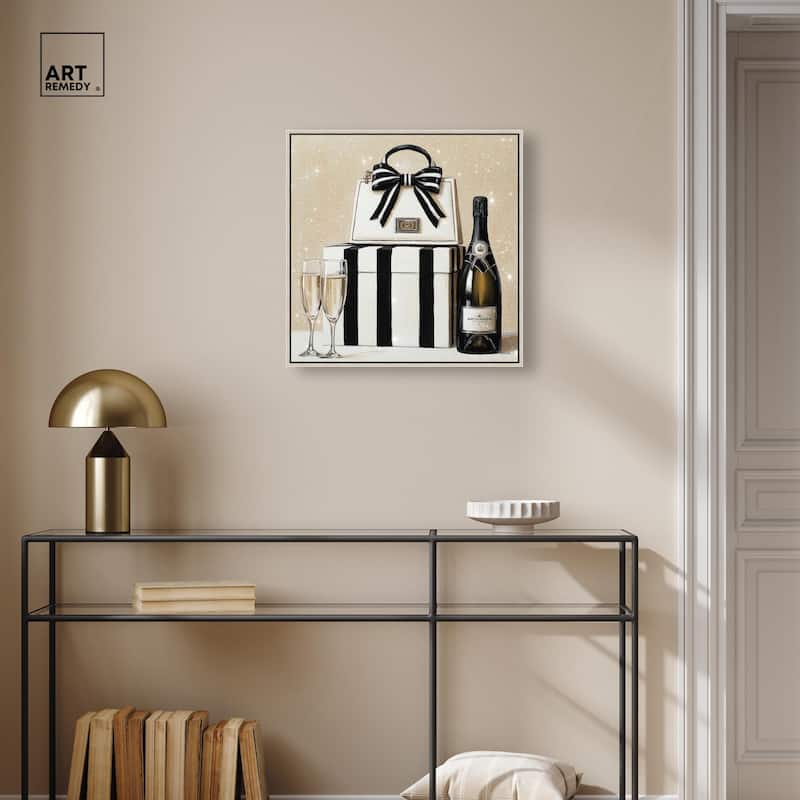 Black and White Striped Glam Canvas by Art Remedy