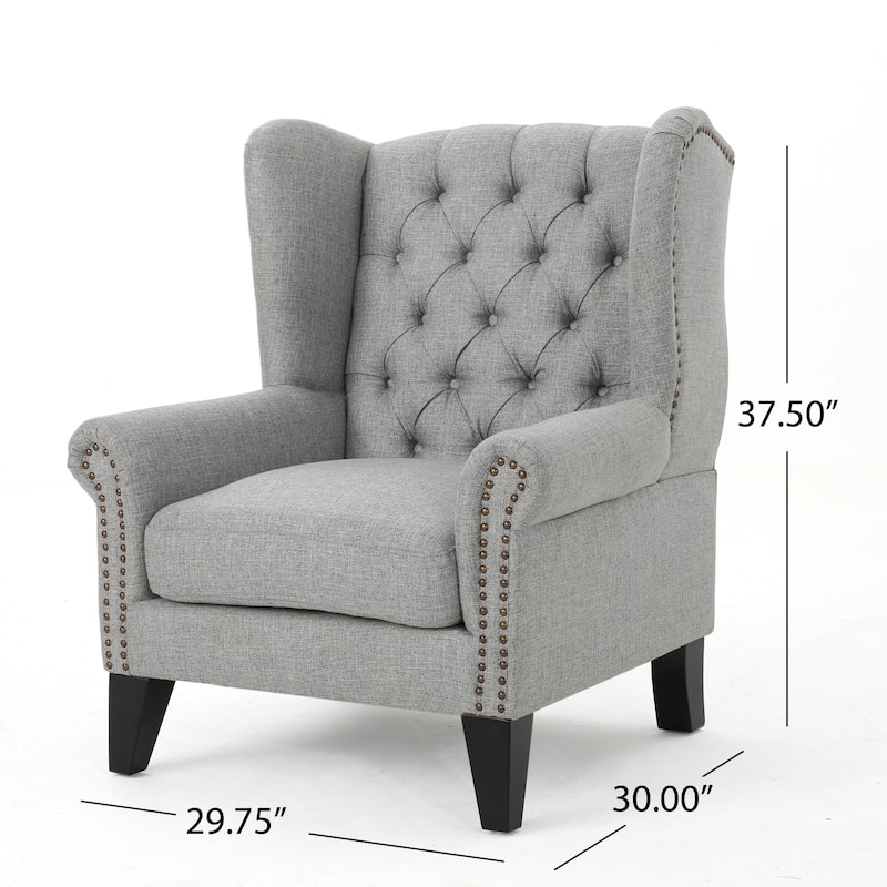 Modern 30" High Back Upholstered Button Tufted Accent Chair with Nailheads for Living Room
