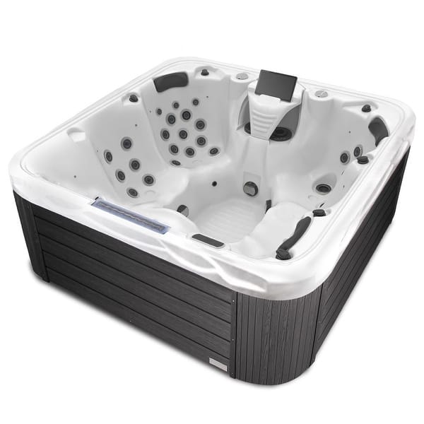 slide 2 of 9, Buenospa Hollywood 5 - Person 51 - Jet Hot Tub, Ice White, Gray with Ozone and LED Lights White