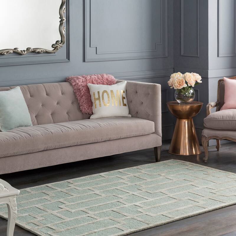 Hand-tufted Thaxted Geometric Wool Area Rug - Sage - 5' x 7'6"