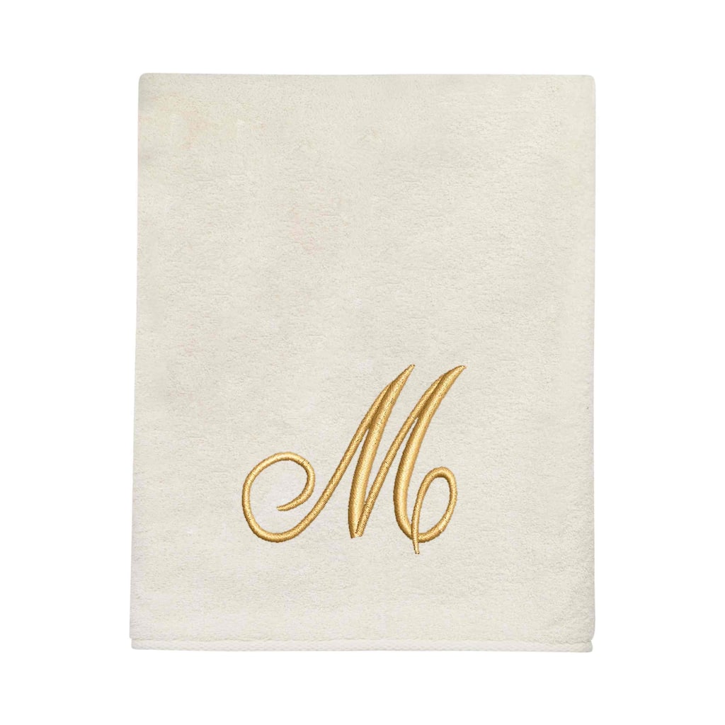 Avanti Ivory with Gold Script Monogram Bath Towel Letter M - Bath Towel