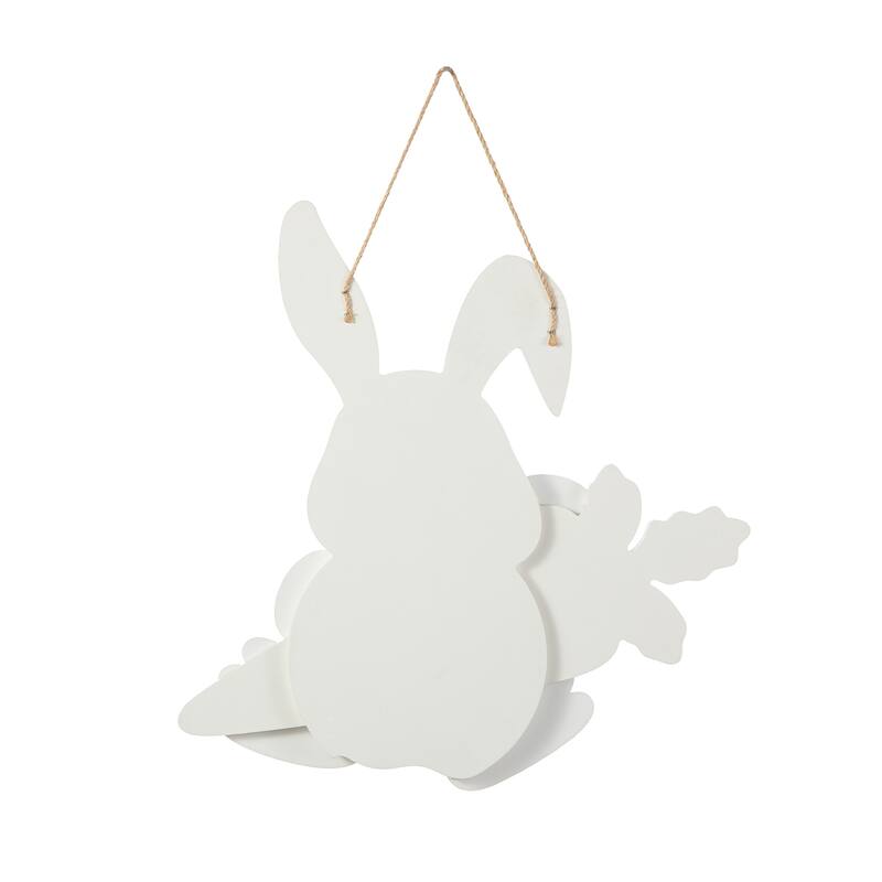 Glitzhome Easter Wooden Cute Bunny Eggs/Fence Door Hanger Wall Decor Spring Gift