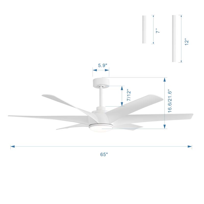 65-in Indoor Large LED Ceiling Fan with Light Remote (6-Blade)