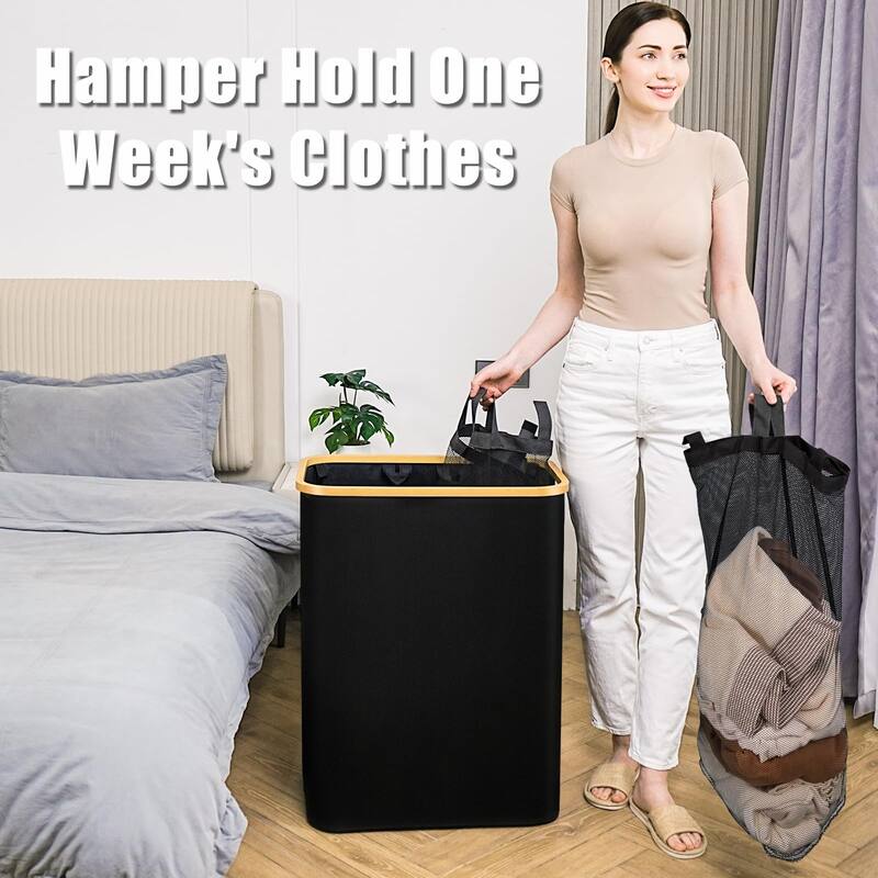 Hampers for Laundry Basket with Lid, 160L Extra Large 3 Section Clothes Divided Organizer for Bedroom,Laundry Room