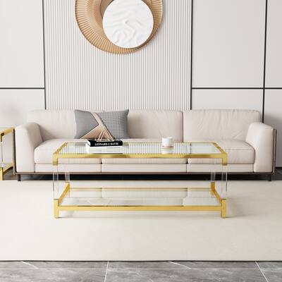 Modern Minimalist Style Gold Metal Frame With Acrylic Leg Coffee Table