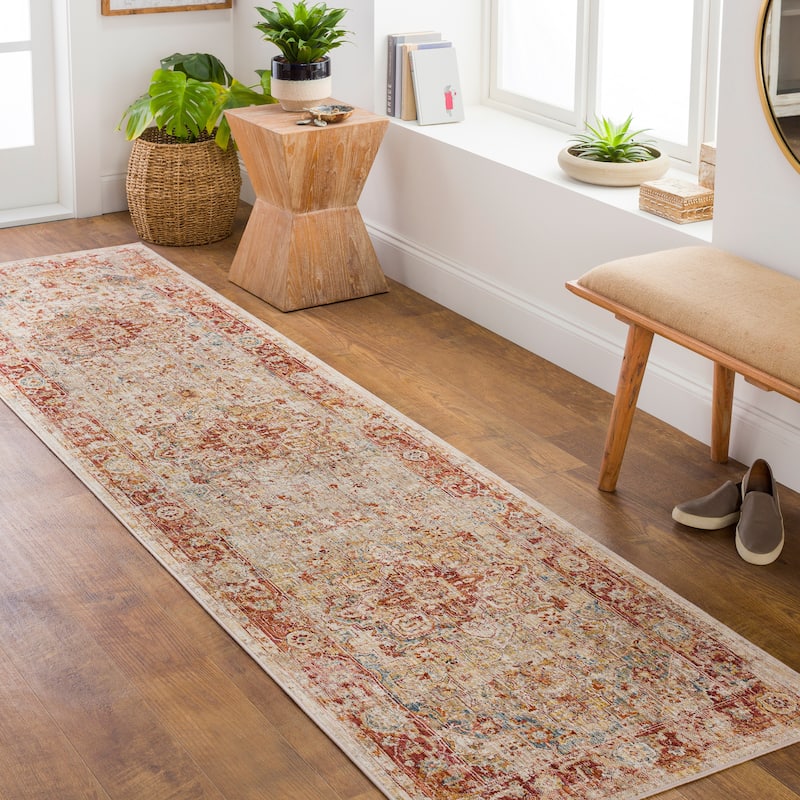 Livabliss Shelly Traditional Area Rug - Beige/Rust - 2' 7" x 10'