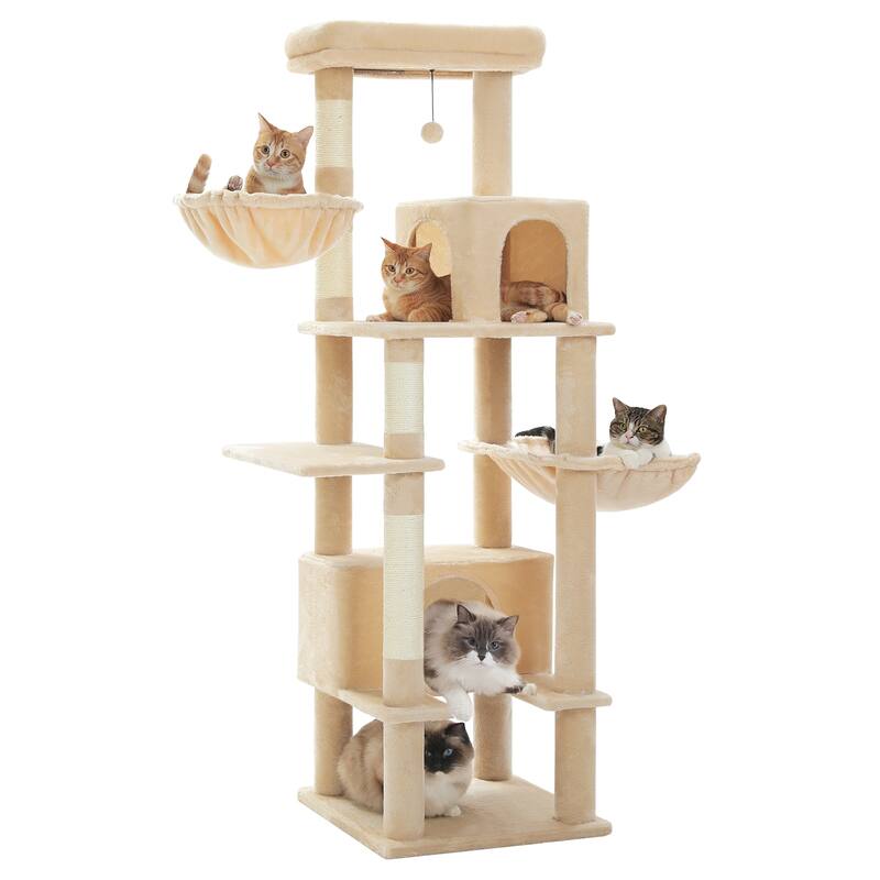 Indoor Cat Tower with Metal Hammock