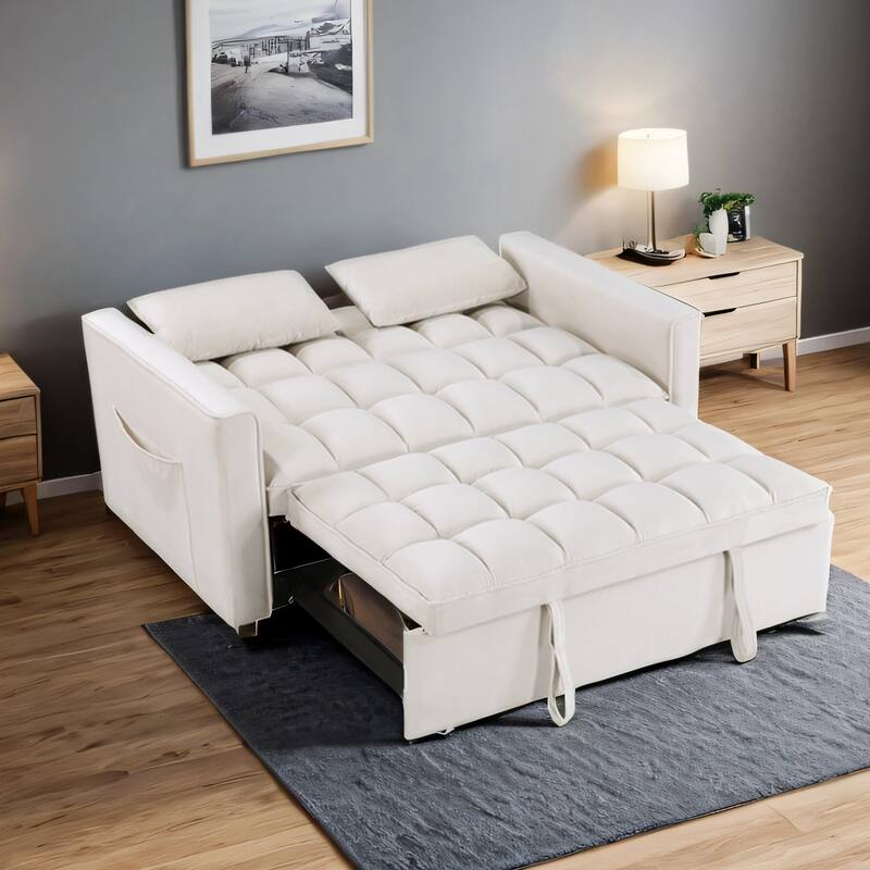 Modern 68" Length Tufted Convertible Loveseat Sleeper Sofa Bed - 68"L x 55"W x 20"H